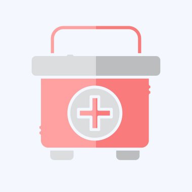 Simge ilk yardım kiti. Savaşın askeri sembolüyle ilgili. Karalama stili. Basit resimleme