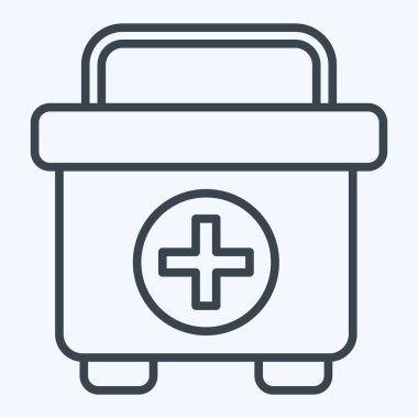 Simge ilk yardım kiti. Savaşın askeri sembolüyle ilgili. Sıra tarzı. Basit resimleme