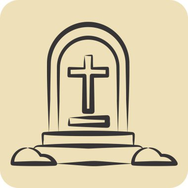 Icon Mezar Taşı. Savaşın askeri sembolüyle ilgili. El çizimi tarzı. Basit resimleme