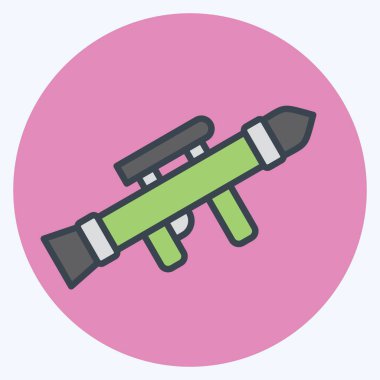 Simge Bombası Fırlatıcı. Savaşın askeri sembolüyle ilgili. renk arkadaşı stili. Basit resimleme