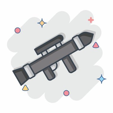 Simge Bombası Fırlatıcı. Savaşın askeri sembolüyle ilgili. Çizgi roman. Basit resimleme