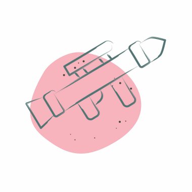 Simge Bombası Fırlatıcı. Savaşın askeri sembolüyle ilgili. Renkli Leke Biçimi. Basit resimleme