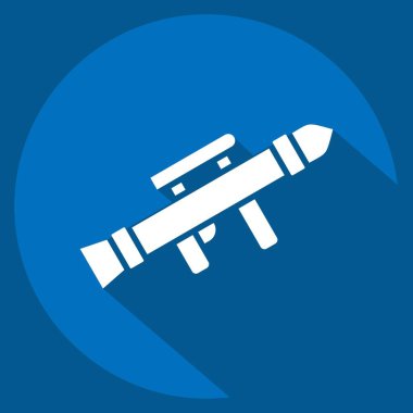 Simge Bombası Fırlatıcı. Savaşın askeri sembolüyle ilgili. Uzun gölge tarzı. Basit resimleme