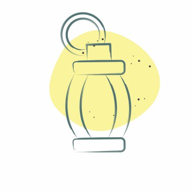 Simge El Bombası. Savaşın askeri sembolüyle ilgili. Renkli Leke Biçimi. Basit resimleme