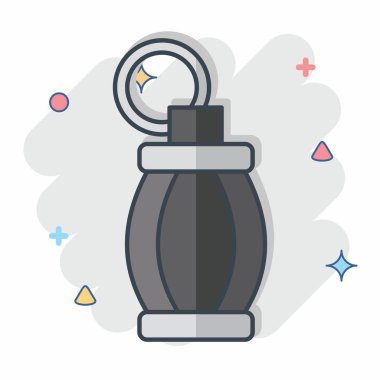 Simge El Bombası. Savaşın askeri sembolüyle ilgili. Çizgi roman. Basit resimleme