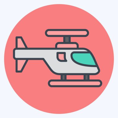 Simge Helikopteri. Savaşın askeri sembolüyle ilgili. renk arkadaşı stili. Basit resimleme