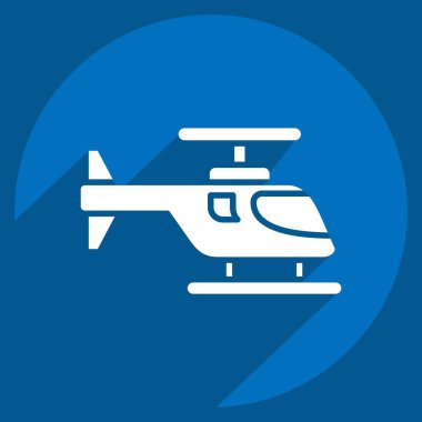 Simge Helikopteri. Savaşın askeri sembolüyle ilgili. Uzun gölge tarzı. Basit resimleme