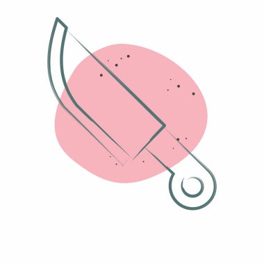 Simge Bıçağı. Savaşın askeri sembolüyle ilgili. Renkli Leke Biçimi. Basit resimleme