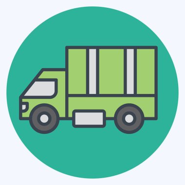 Simgesel Askeri Kamyon. Savaşın askeri sembolüyle ilgili. renk arkadaşı stili. Basit resimleme