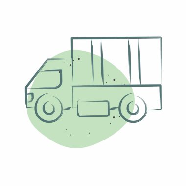 Simgesel Askeri Kamyon. Savaşın askeri sembolüyle ilgili. Renkli Leke Biçimi. Basit resimleme