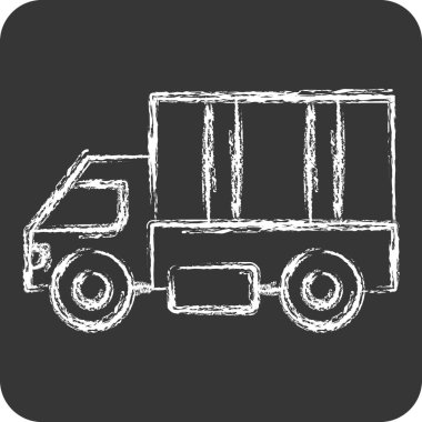 Simgesel Askeri Kamyon. Savaşın askeri sembolüyle ilgili. Tebeşir stili. Basit resimleme