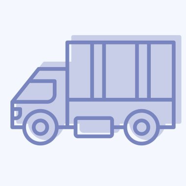 Simgesel Askeri Kamyon. Savaşın askeri sembolüyle ilgili. İki ton stili. Basit resimleme