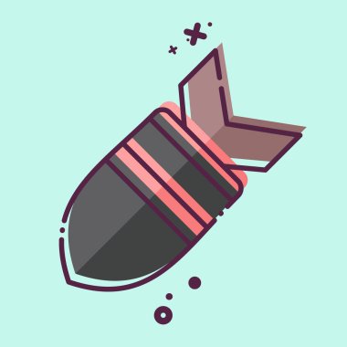 Simge füzesi. Savaşın askeri sembolüyle ilgili. MBE tarzı. Basit resimleme