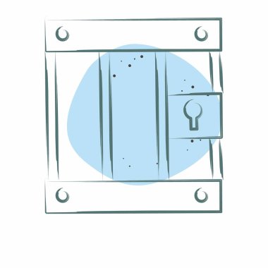 Simge Hapishanesi. Savaşın askeri sembolüyle ilgili. Renkli Leke Biçimi. Basit resimleme