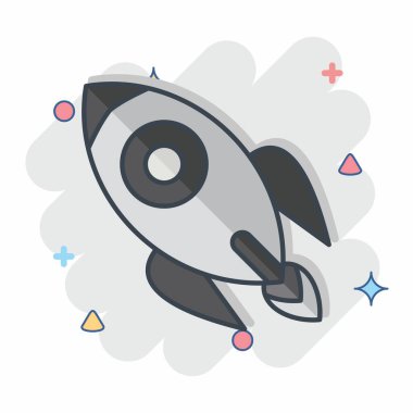 Simge Roketi. Savaşın askeri sembolüyle ilgili. Çizgi roman. Basit resimleme