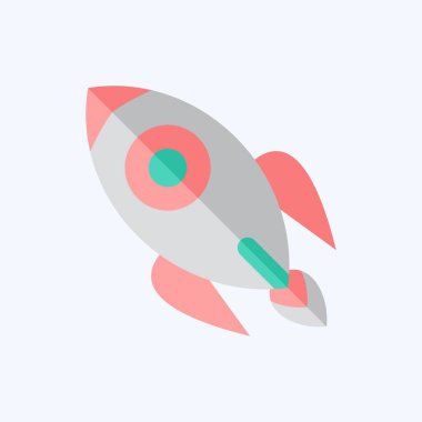 Simge Roketi. Savaşın askeri sembolüyle ilgili. Düz stil. Basit resimleme