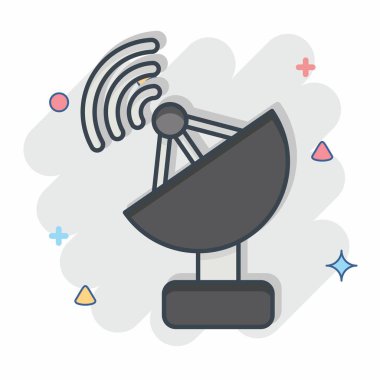 Simge uydusu. Savaşın askeri sembolüyle ilgili. Çizgi roman. Basit resimleme