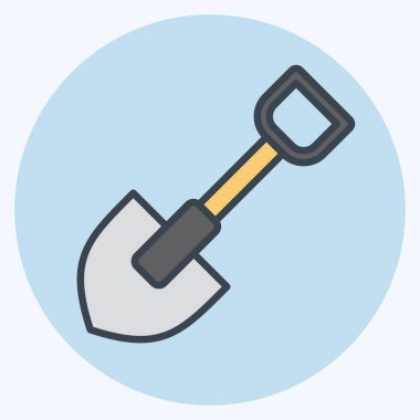 İkon Showel. Savaşın askeri sembolüyle ilgili. renk arkadaşı stili. Basit resimleme