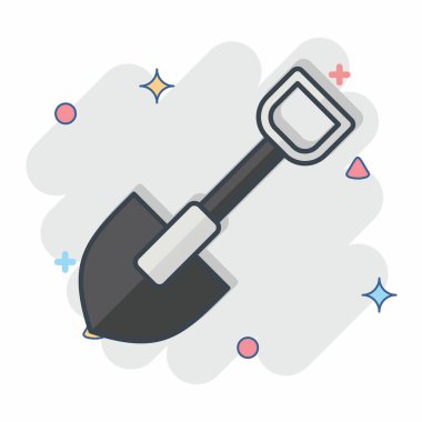 İkon Showel. Savaşın askeri sembolüyle ilgili. Çizgi roman. Basit resimleme