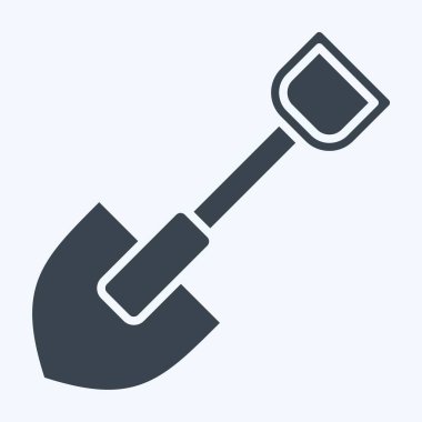 İkon Showel. Savaşın askeri sembolüyle ilgili. Kabartma tarzı. Basit resimleme