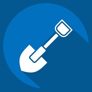 İkon Showel. Savaşın askeri sembolüyle ilgili. Uzun gölge tarzı. Basit resimleme