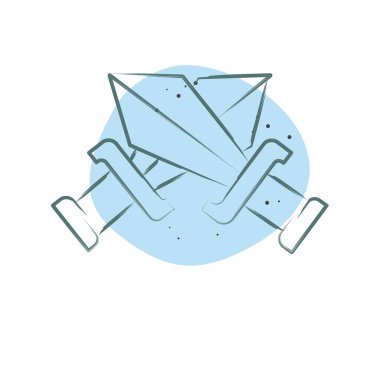 Simge Kılıcı. Savaşın askeri sembolüyle ilgili. Renkli Leke Biçimi. Basit resimleme