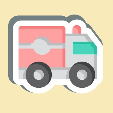 Çıkartmalı ambulans. Savaşın askeri sembolüyle ilgili. Basit resimleme