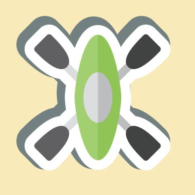 Çıkartmalı kano. Savaşın askeri sembolüyle ilgili. Basit resimleme