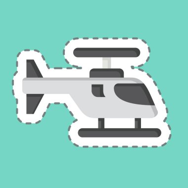 Çıkartma çizgisi Helikopter 'i kesti. Savaşın askeri sembolüyle ilgili. Basit resimleme