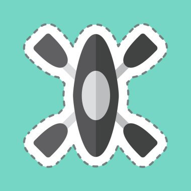 Etiket şeridi Kayak 'ı kesti. Savaşın askeri sembolüyle ilgili. Basit resimleme