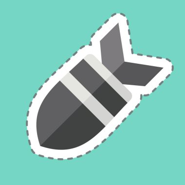 Etiket hattı füzeyi kesti. Savaşın askeri sembolüyle ilgili. Basit resimleme