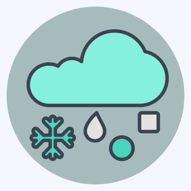 Icon Donmuş Yağmur. Kış sembolüyle ilgili. renk arkadaşı stili. Basit resimleme