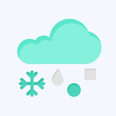 Icon Donmuş Yağmur. Kış sembolüyle ilgili. Düz stil. Basit resimleme