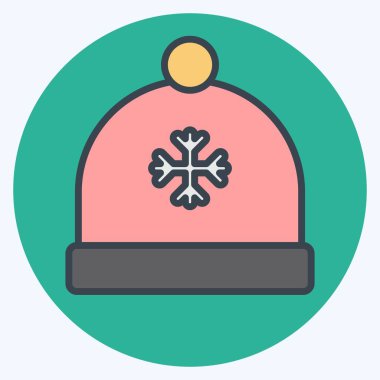 Simge Şapka. Kış sembolüyle ilgili. renk arkadaşı stili. Basit resimleme