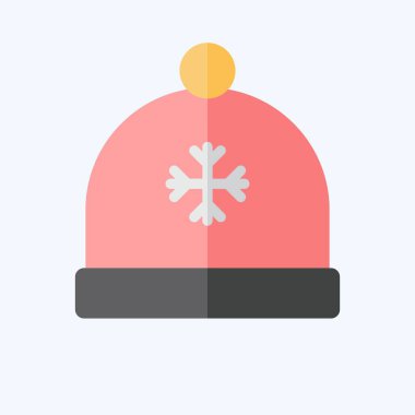 Simge Şapka. Kış sembolüyle ilgili. Düz stil. Basit resimleme