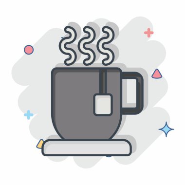 Icon Sıcak İçeceği. Kış sembolüyle ilgili. Çizgi roman. Basit resimleme