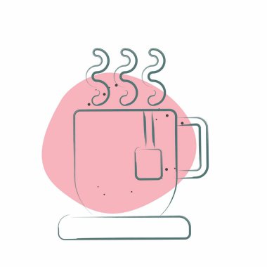 Icon Sıcak İçeceği. Kış sembolüyle ilgili. Renkli Leke Biçimi. Basit resimleme