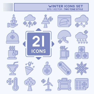 Simge Kışı Ayarladı. Tatil sembolüyle ilgili. İki ton stili. Basit resimleme