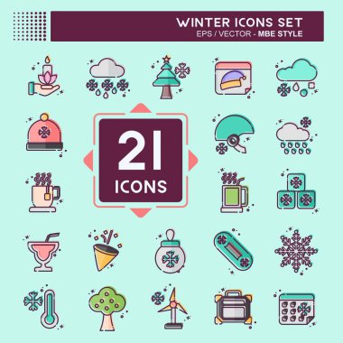 Simge Kışı Ayarladı. Tatil sembolüyle ilgili. MBE tarzı. Basit resimleme