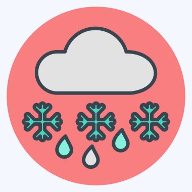 Kış sembolü ile ilgili Simge Kar 1. renk arkadaşı stili. Basit resimleme