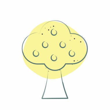 Simge Ağaçları. Kış sembolüyle ilgili. Renkli Leke Biçimi. Basit resimleme