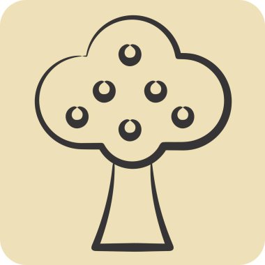 Simge Ağaçları. Kış sembolüyle ilgili. El çizimi tarzı. Basit resimleme