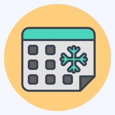 Simge Kışı. Kış sembolüyle ilgili. renk arkadaşı stili. Basit resimleme