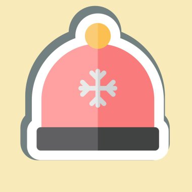 Çıkartma Şapka. Kış sembolüyle ilgili. Basit resimleme