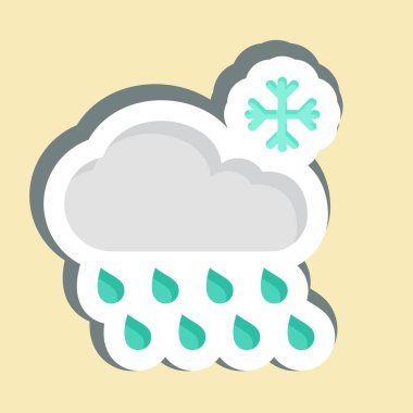 Sticker Hoil. Kış sembolüyle ilgili. Basit resimleme