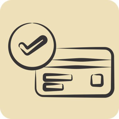 Simge kabul edildi. Kredi kartı sembolüyle ilgili. El çizimi tarzı. Basit resimleme