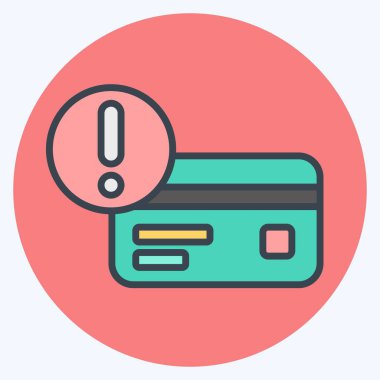 Simge Uyarısı. Kredi kartı sembolüyle ilgili. renk arkadaşı stili. Basit resimleme