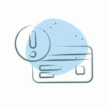 Simge Uyarısı. Kredi kartı sembolüyle ilgili. Renkli Leke Biçimi. Basit resimleme