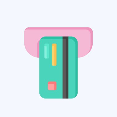 Simge ATM 'si. Kredi kartı sembolüyle ilgili. Düz stil. Basit resimleme