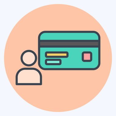 Simge kartı sahibi. Kredi kartı sembolüyle ilgili. renk arkadaşı stili. Basit resimleme